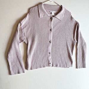 Sincerely Jules Womens Cream tan Long Sleeve front Buttons Cardigan Size S